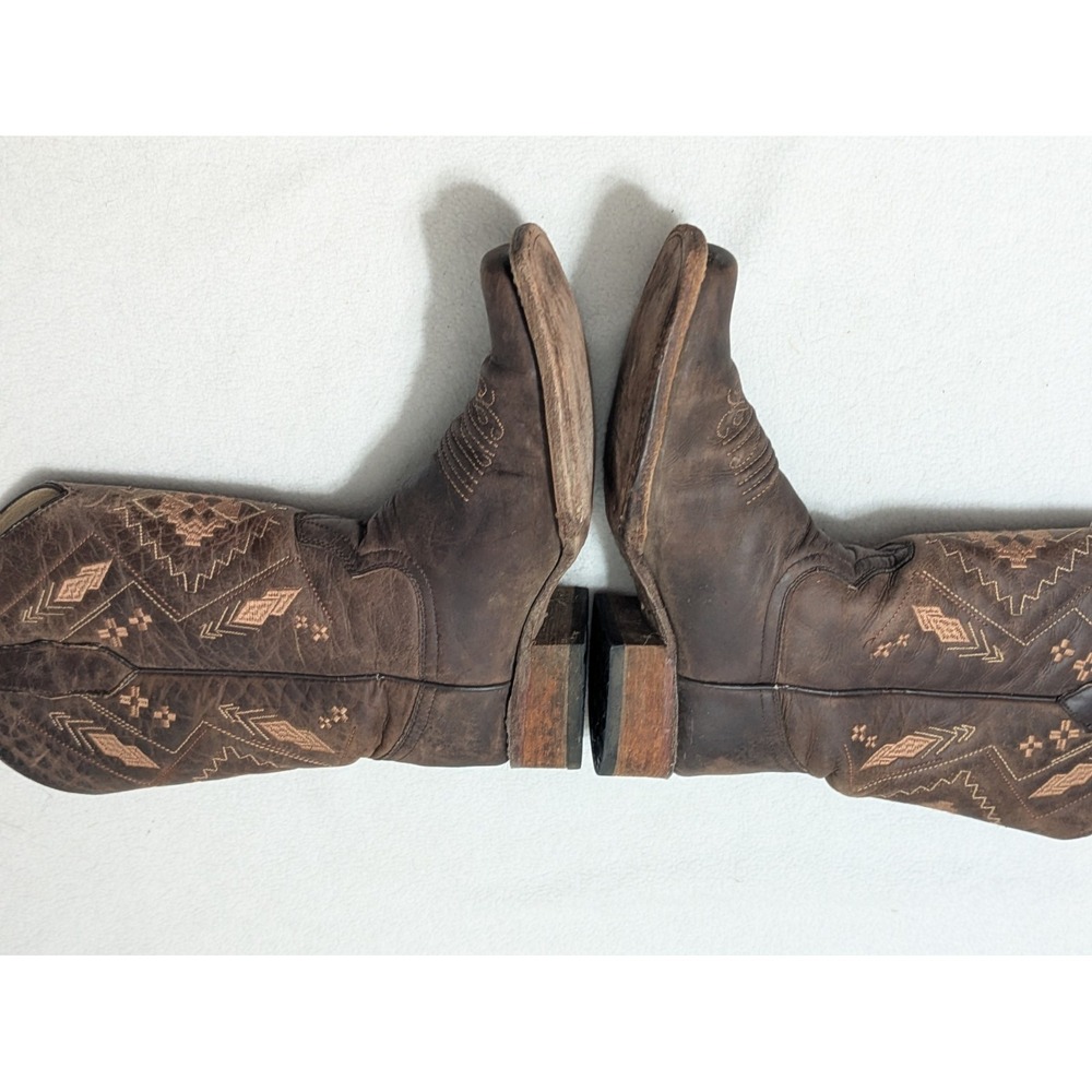CIRCLE G by CORRAL Women's Black/Brown Distressed Arrowhead Boots Sz 8 - Picture 10 of 11